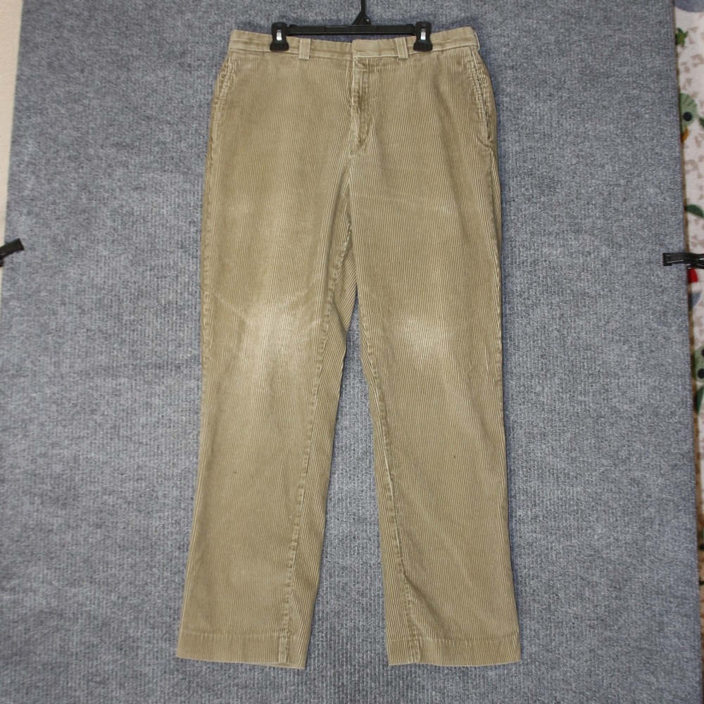 Vintage LL Bean Corduroy Pants Mens 35 Khaki Tan Wide Wale Straight Leg‎